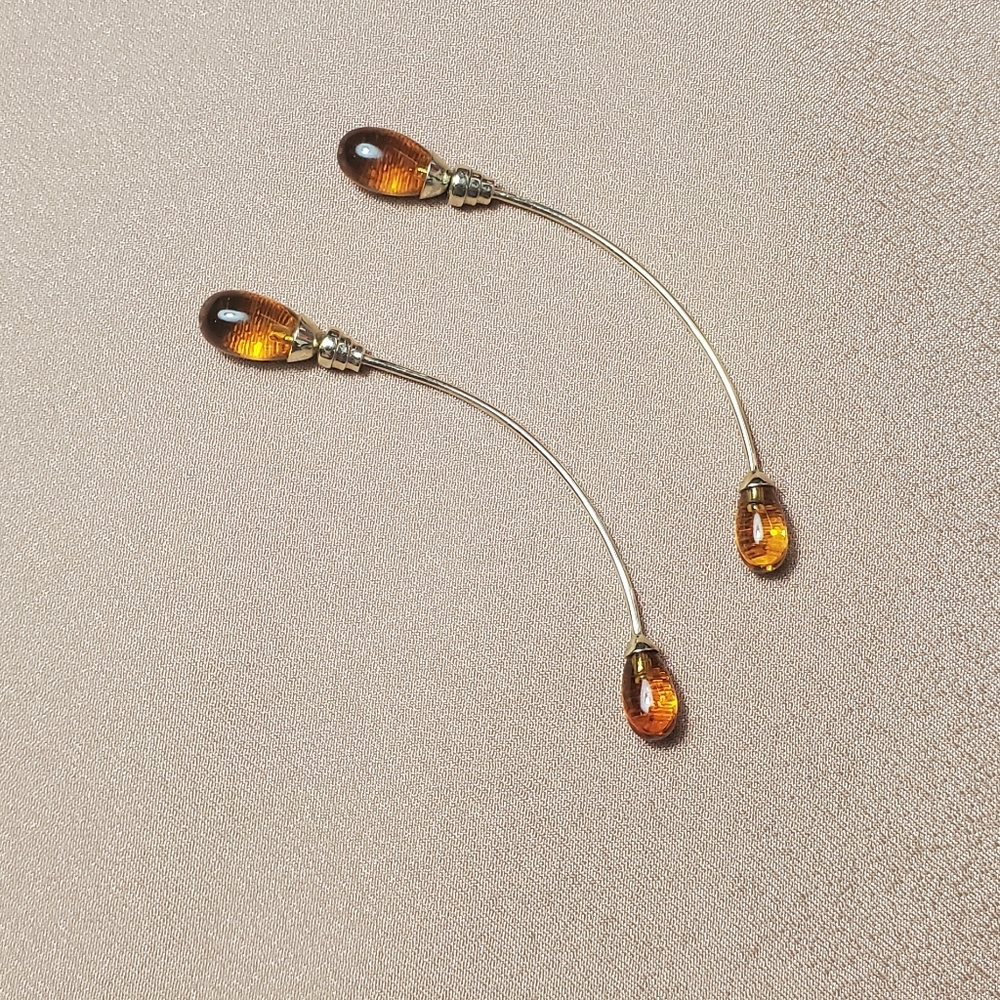 Emporio Armani 18k gold citrine earrings.